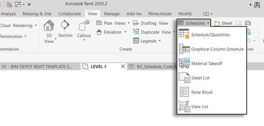 Create Revit Schedules