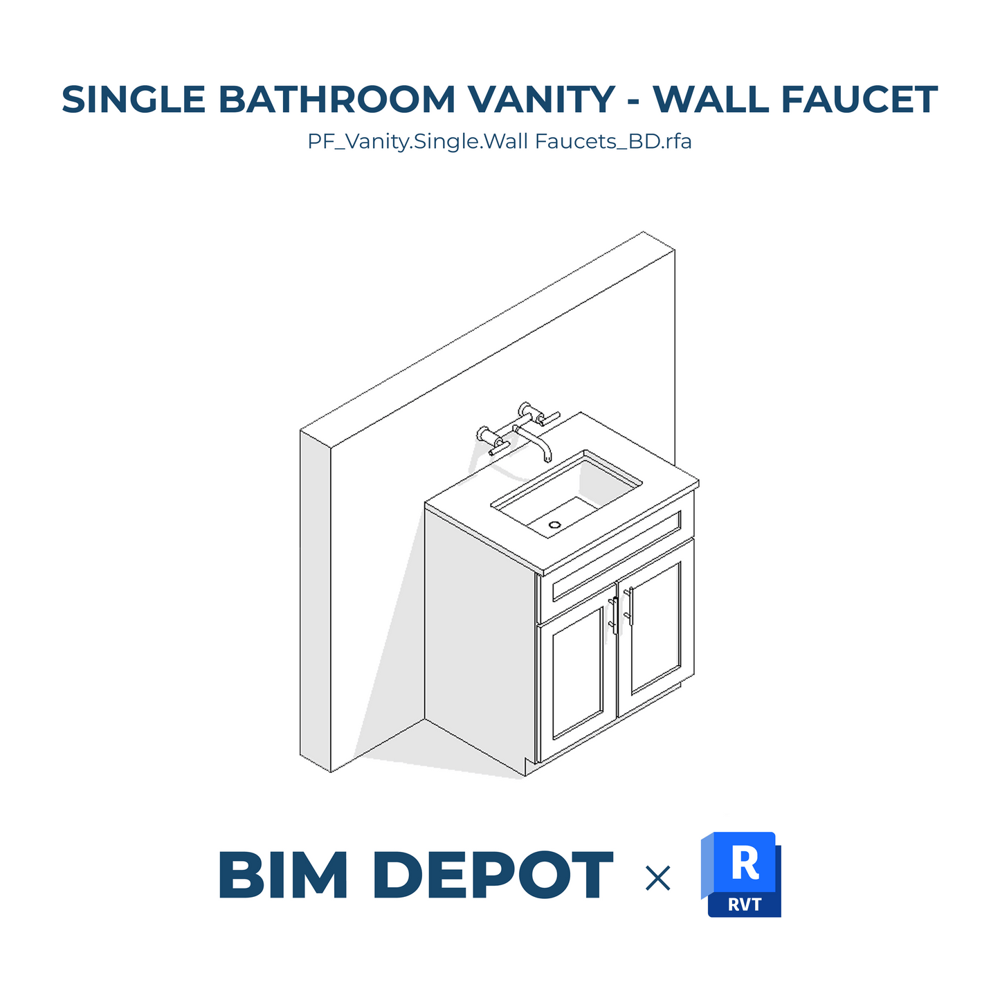 Bathroom Vanity with Wall Mounted Faucet - Revit Plumbing Fixture Family
