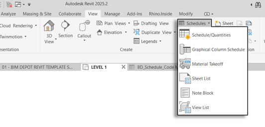 Create Revit Schedules