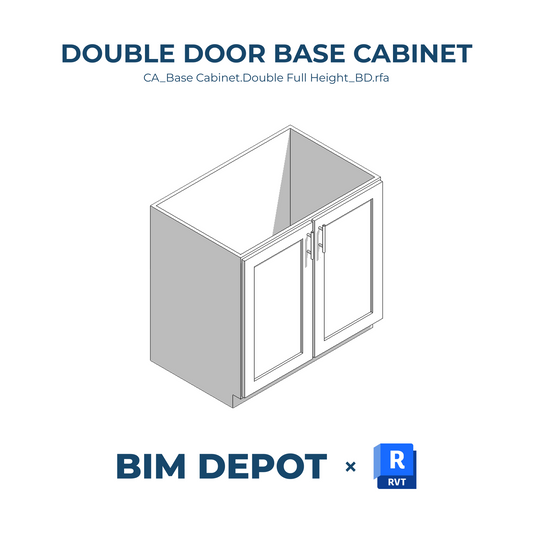 Double Base Cabinet with Full Height Doors - Revit Casework Family