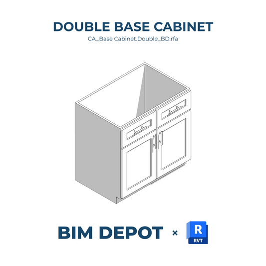 Double Base Cabinet with Doors and Drawers - Revit Casework Family