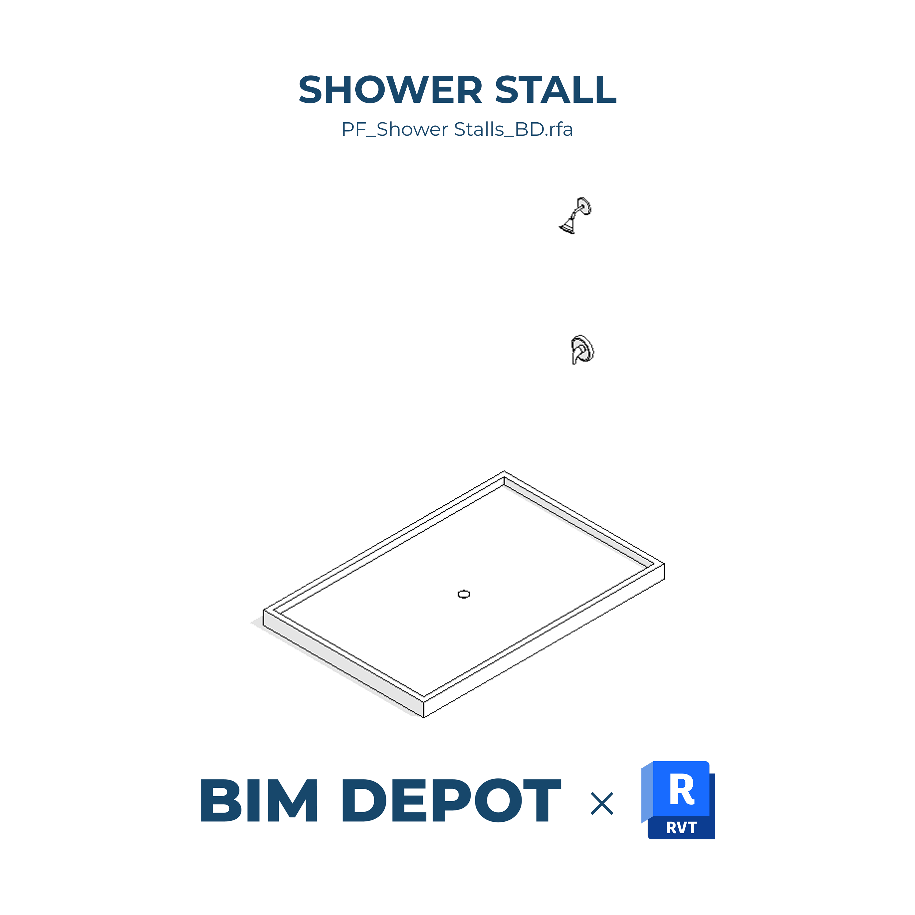 Shower Pan Reevit Shower Stall - Revit Plumbing Fixture Family – BIM Depot