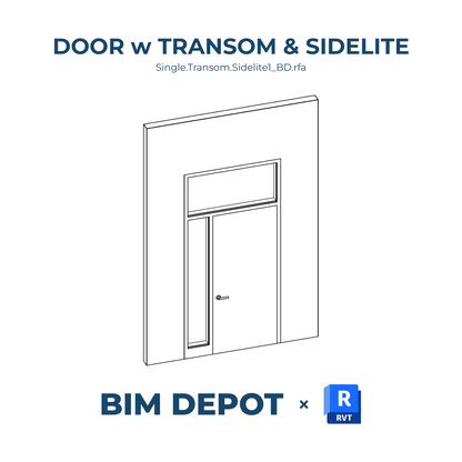 Single Swing Door with Transom and 1 Sidelite - Revit Door Family