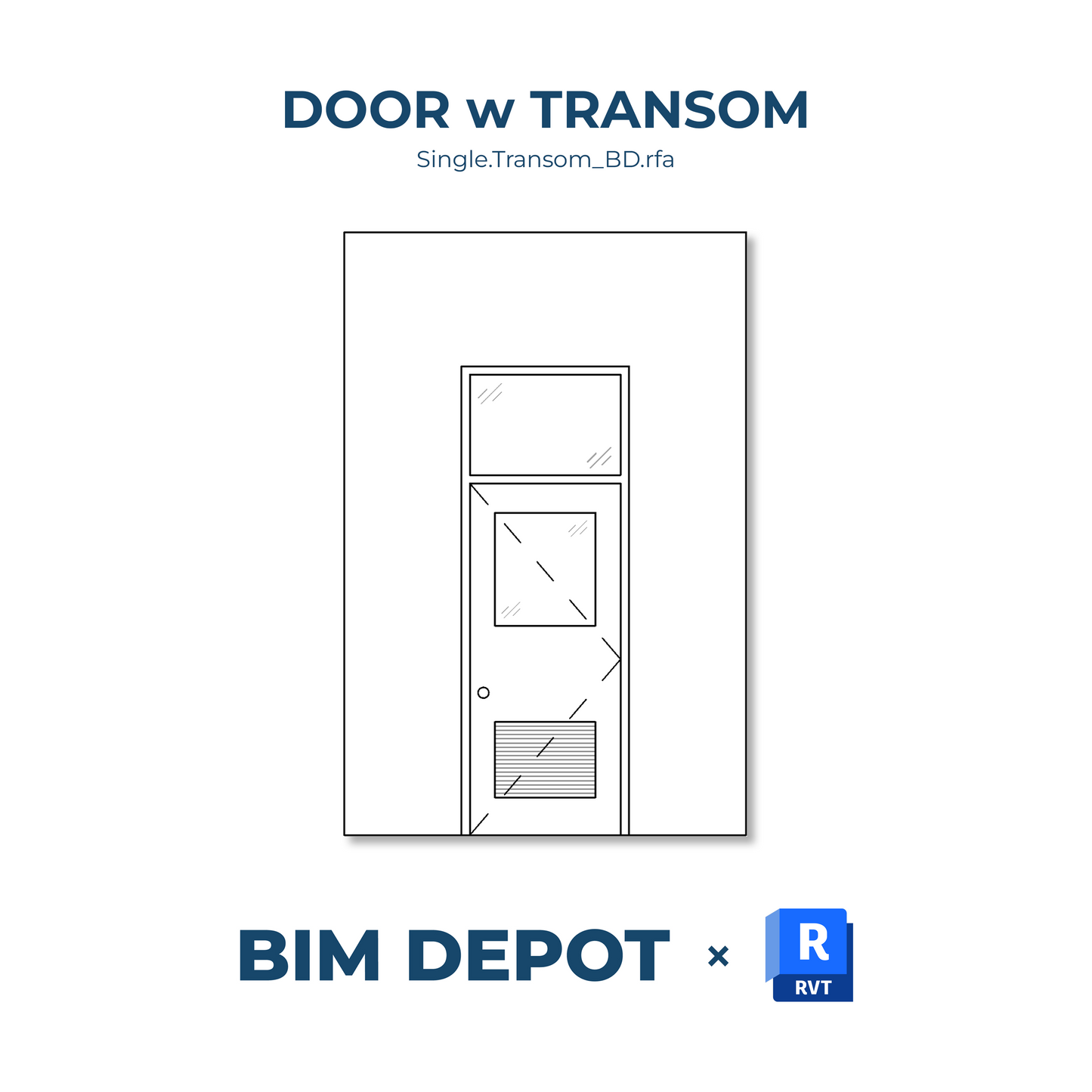 Single Swing Door with Transom - Revit Door Family