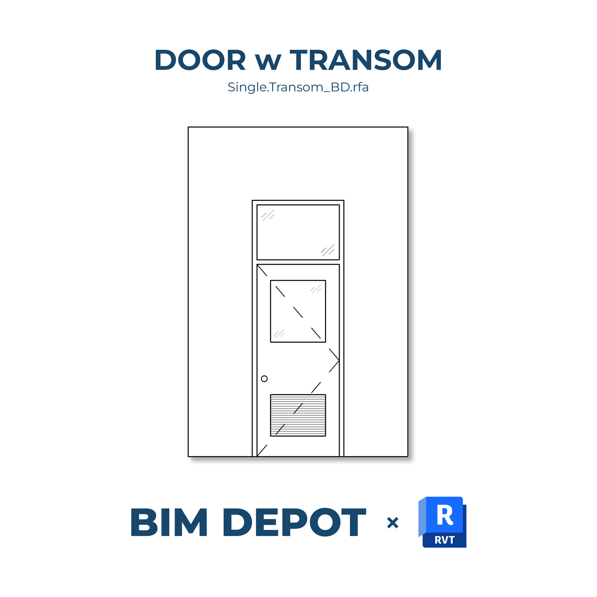 Single Swing Door with Transom - Revit Door Family